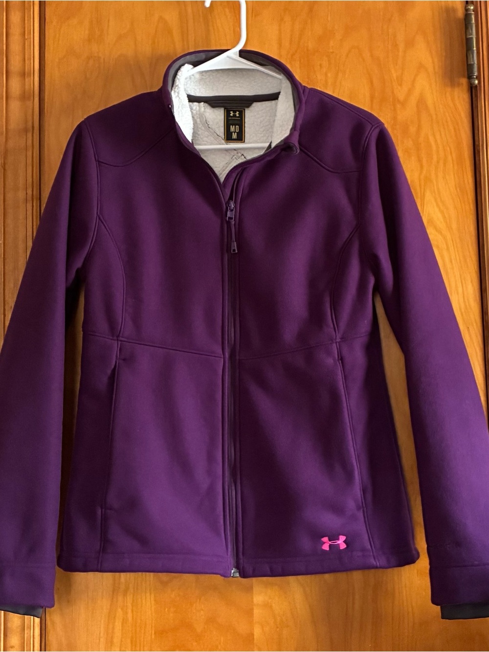 Under Armour Fleece Lined Purple Zip-Up Jacket with Pink Logo Size M